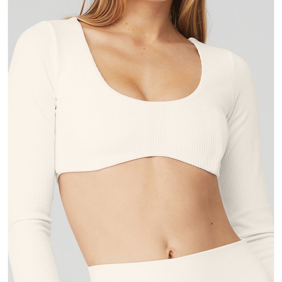 SOLD-Alo yoga NWT long sleeve bra white medium - Picture 1 of 6